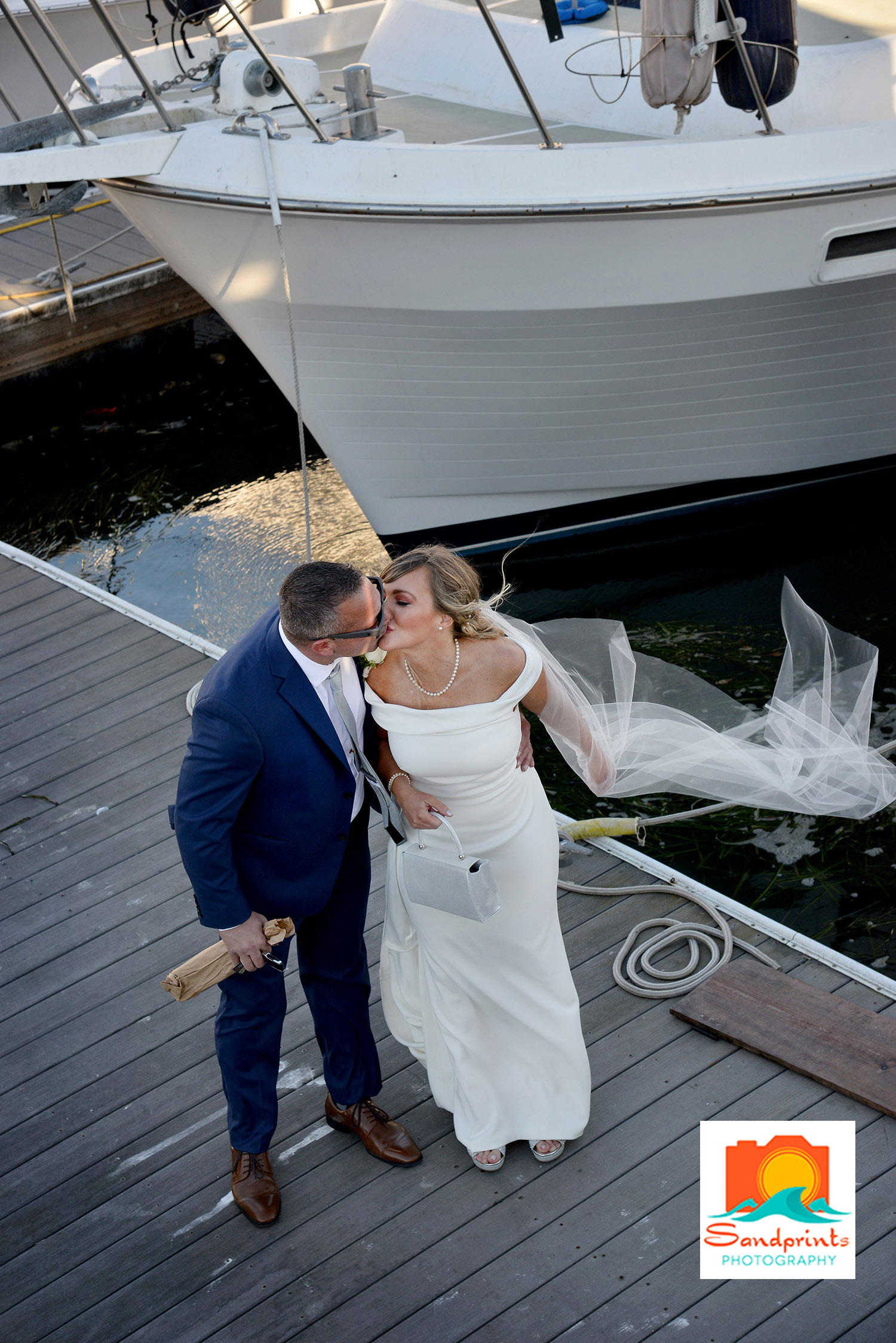 Wedding couple on the dock